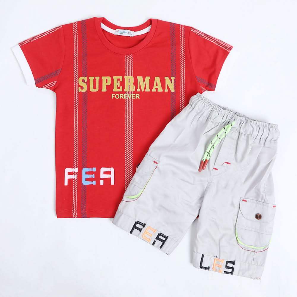 Boys Half Sleeves Suit - Red, Boys Sets & Suits, Chase Value, Chase Value