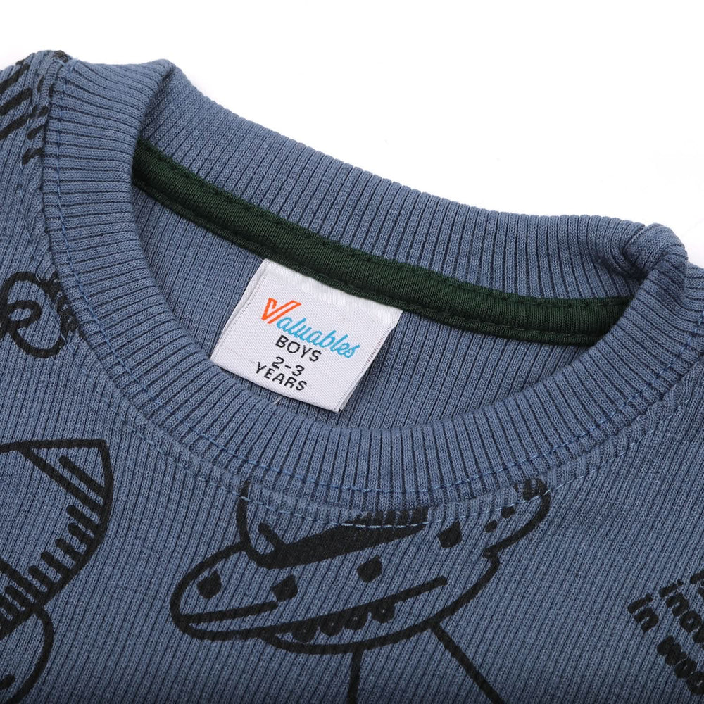 Boys Full Sleeves Sweat Shirt - Steel Blue, Boys Hoodies & Sweat Shirts, Chase Value, Chase Value