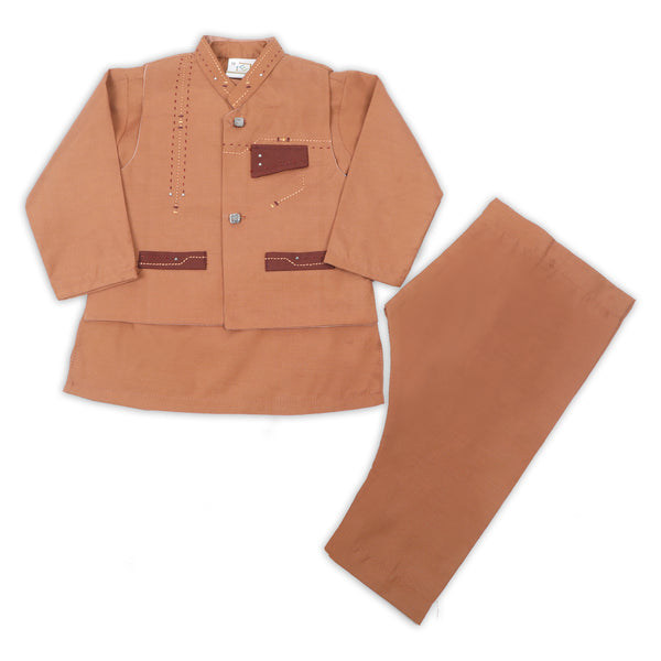 Newborn Boys Shalwar Suits Waistcoat - Brown
