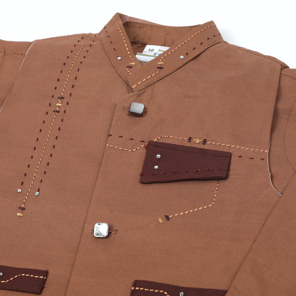Newborn Boys Shalwar Suits Waistcoat - Brown