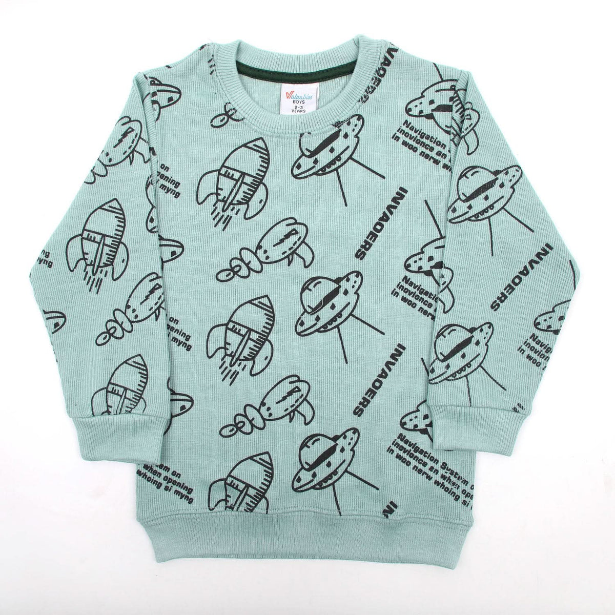 Boys Full Sleeves SweatShirt - Sea Green, Boys Hoodies & Sweat Shirts, Chase Value, Chase Value