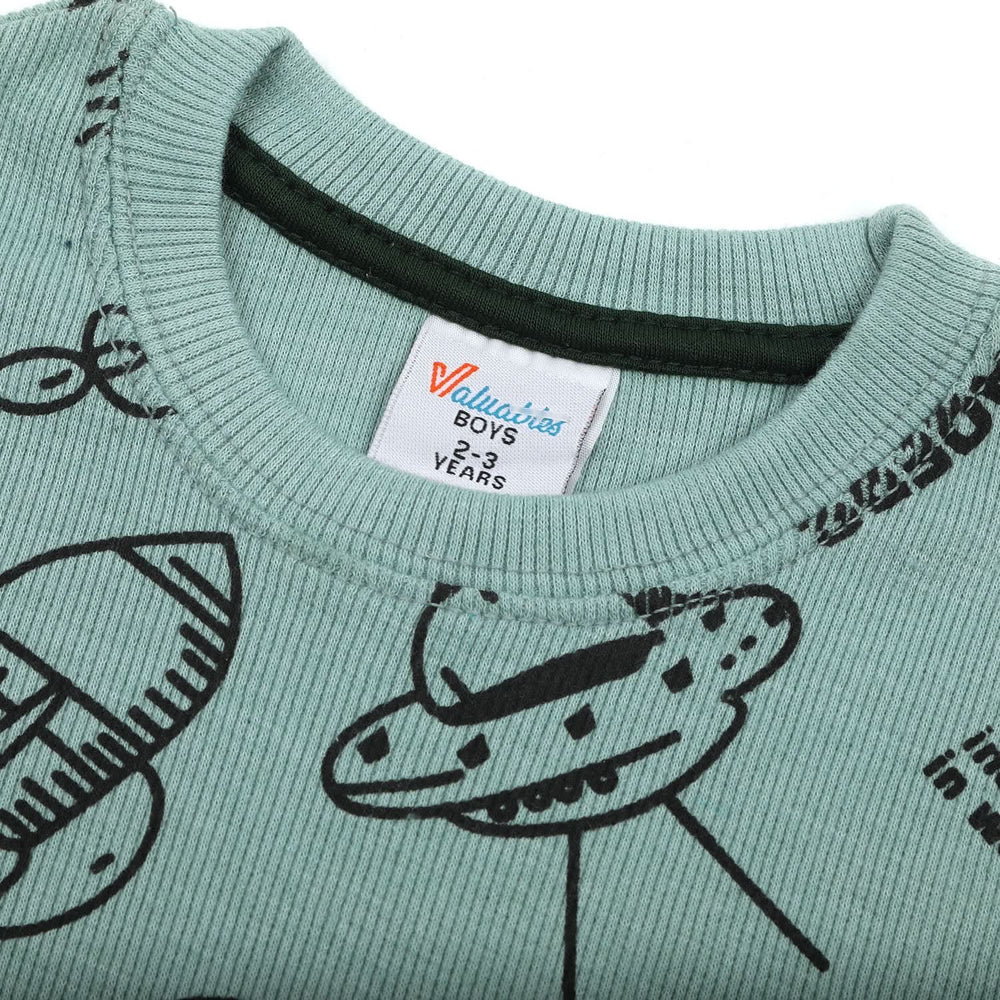 Boys Full Sleeves SweatShirt - Sea Green, Boys Hoodies & Sweat Shirts, Chase Value, Chase Value
