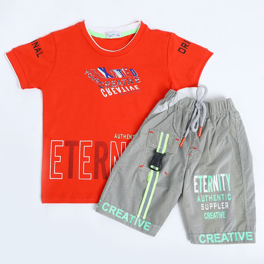 Boys Half Sleeves Suit - Orange, Boys Sets & Suits, Chase Value, Chase Value