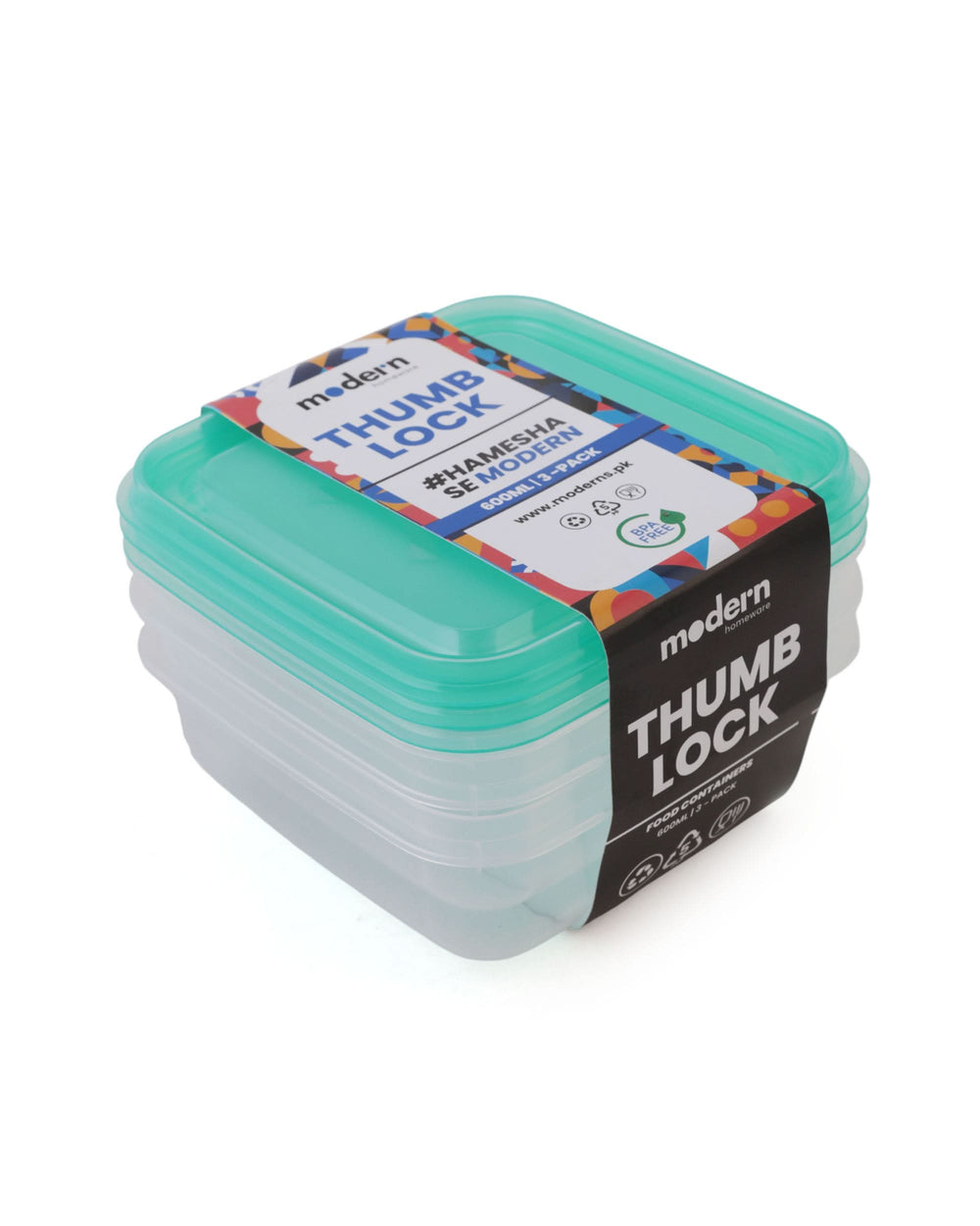 Modern Thumb Lock 3Pc Set 600Ml, Storage Boxes, Chase Value, Chase Value