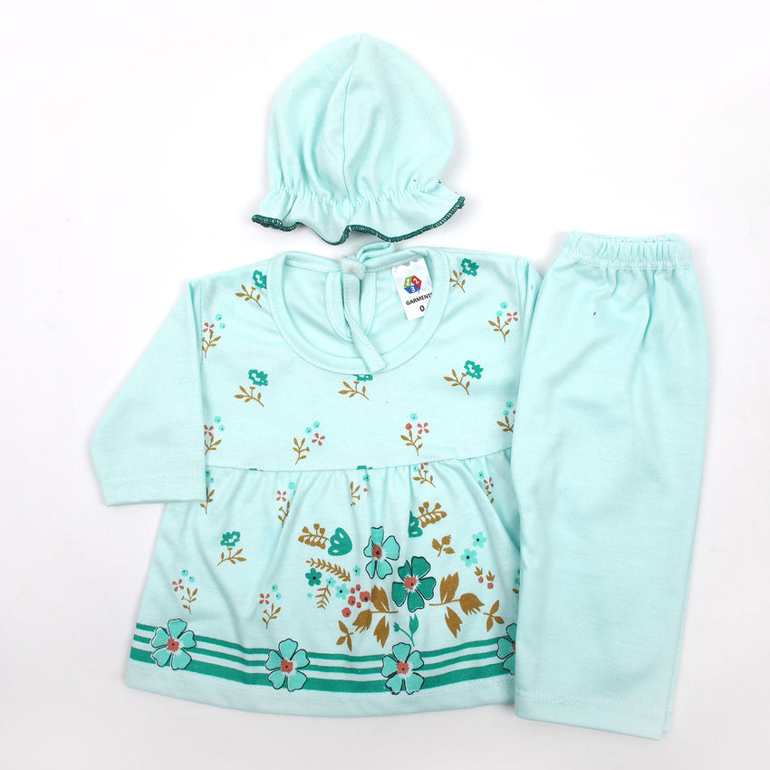 Newborn Girls Full Sleeevs Suit - Cyan