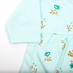 Newborn Girls Full Sleeevs Suit - Cyan