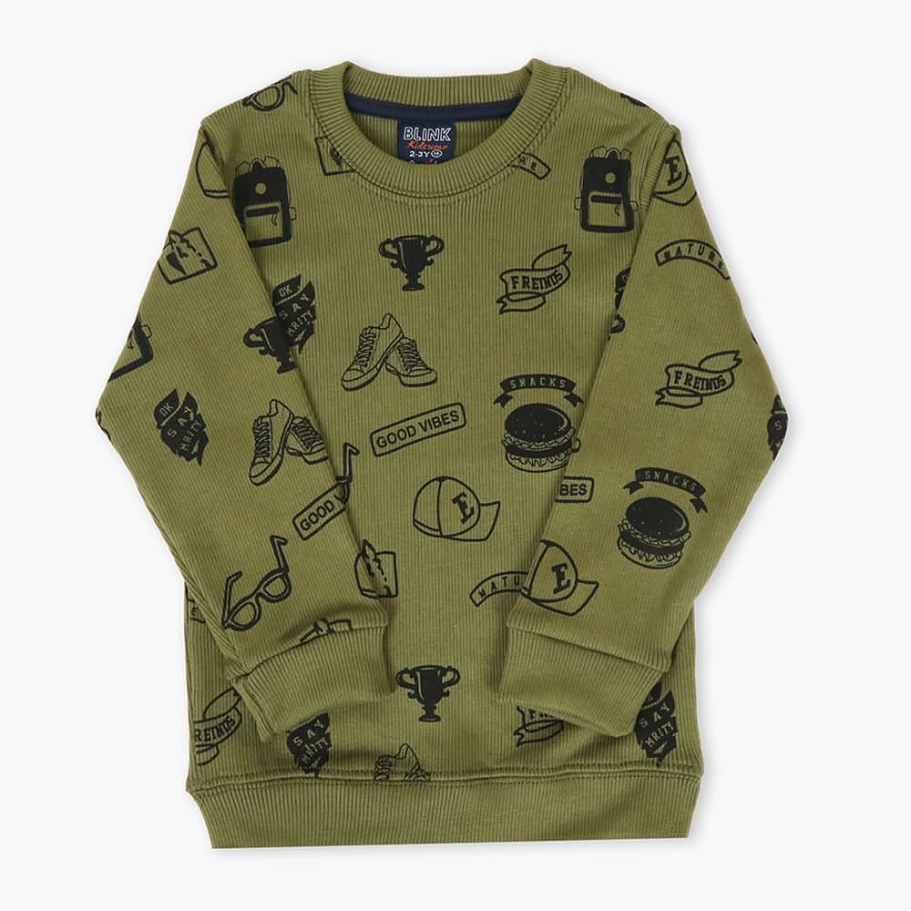 Boys Sweatshirt - Olive Green, Boys Hoodies & Sweat Shirts, Chase Value, Chase Value
