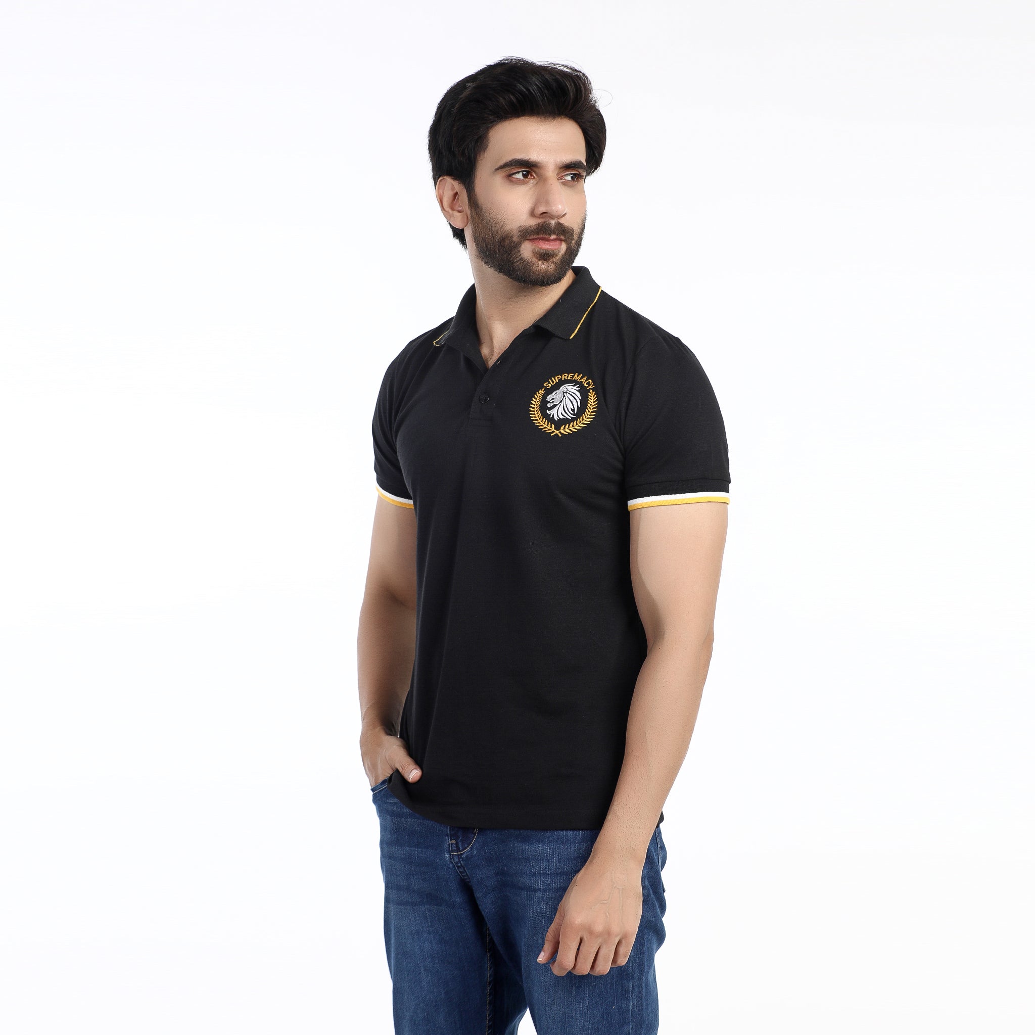 Men's Half Sleeves Polo T-Shirt - Black, Men's T-Shirts & Polos, Chase Value, Chase Value