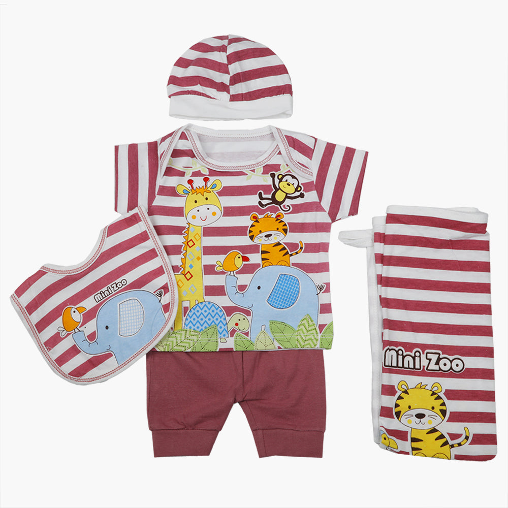 Newborn Boys Gift Set 05 Pcs  - Maroon, Newborn Gift Set, Chase Value, Chase Value