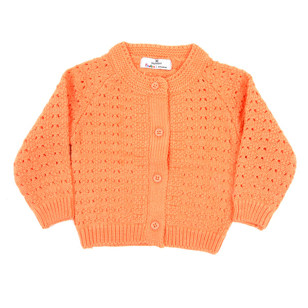 Newborn Girls Full Sleeves Sweater - Peach