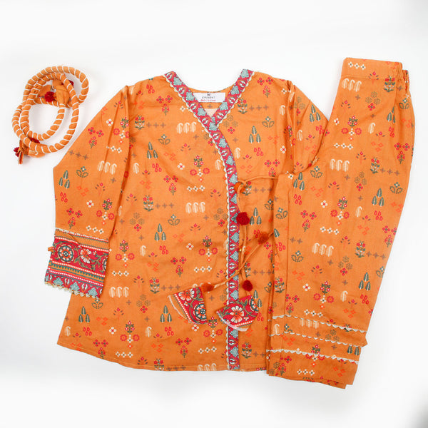 Eminent Girls Full Sleeves Shalwar Suit - Rust