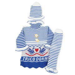 Newborn Girls Full Sleeves Sweater Suit - Royal Blue