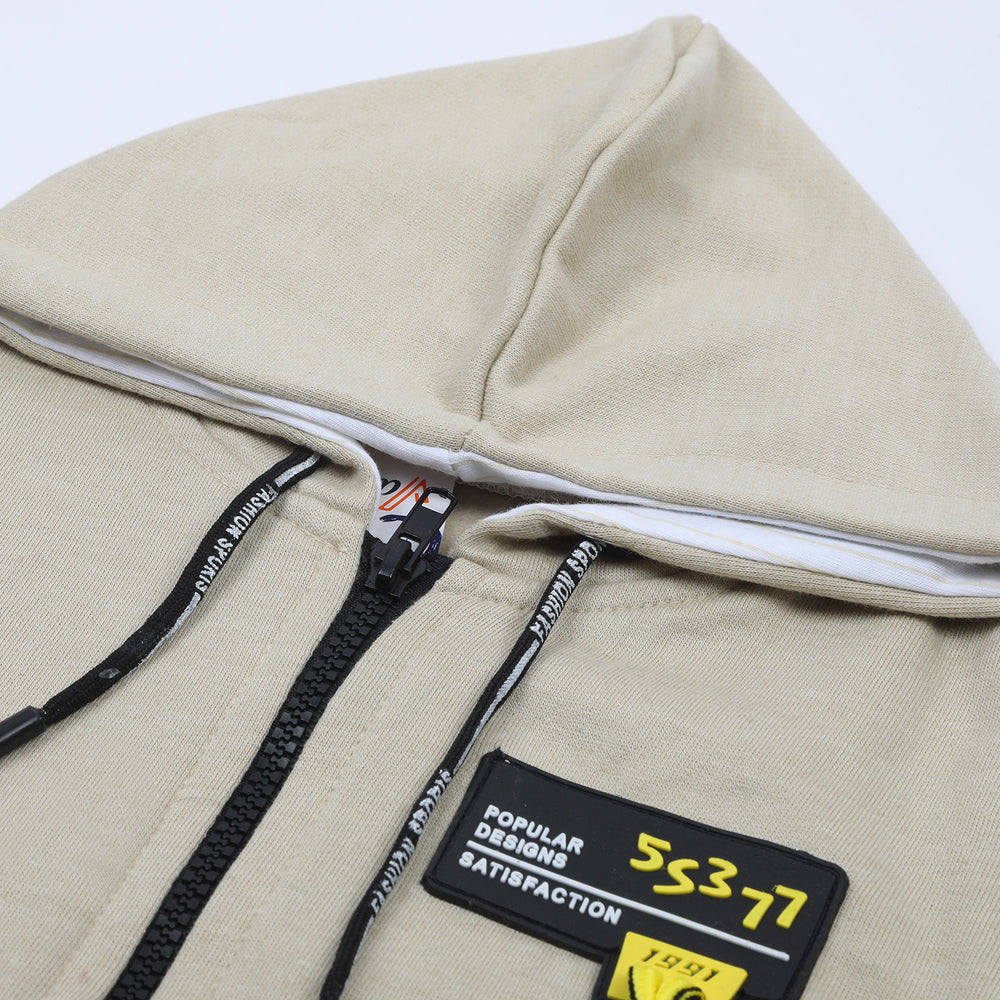 Boys Full Sleeves Zipper Hoodie - Fawn, Boys Hoodies & Sweat Shirts, Chase Value, Chase Value