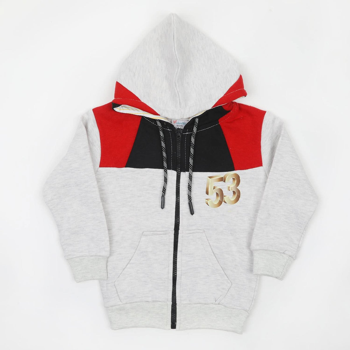 Boys Full Sleeves Zipper Hoodie - Grey, Boys Hoodies & Sweat Shirts, Chase Value, Chase Value