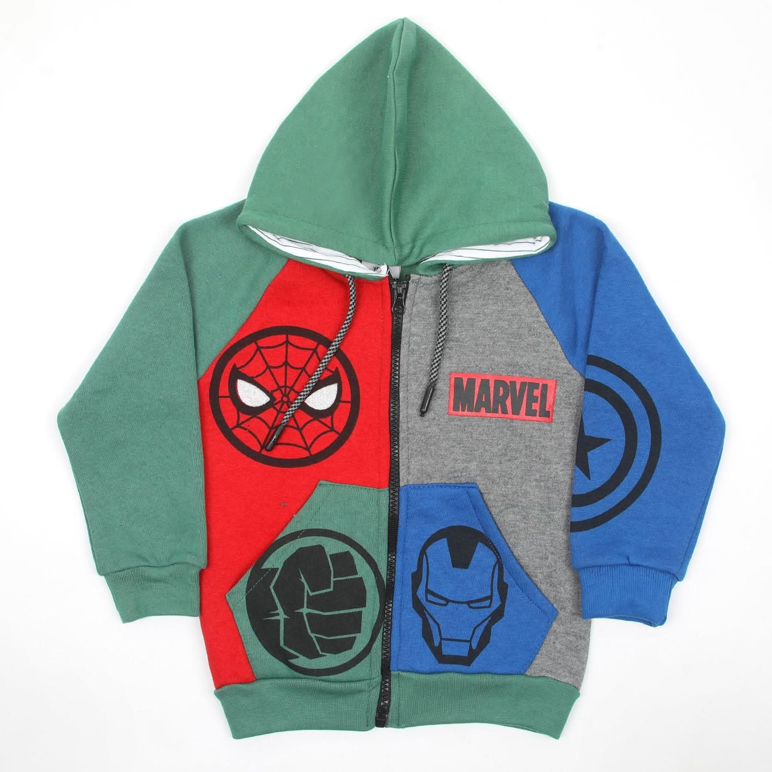 Boys Full Sleeves Zipper Hoodie - Green, Boys Hoodies & Sweat Shirts, Chase Value, Chase Value