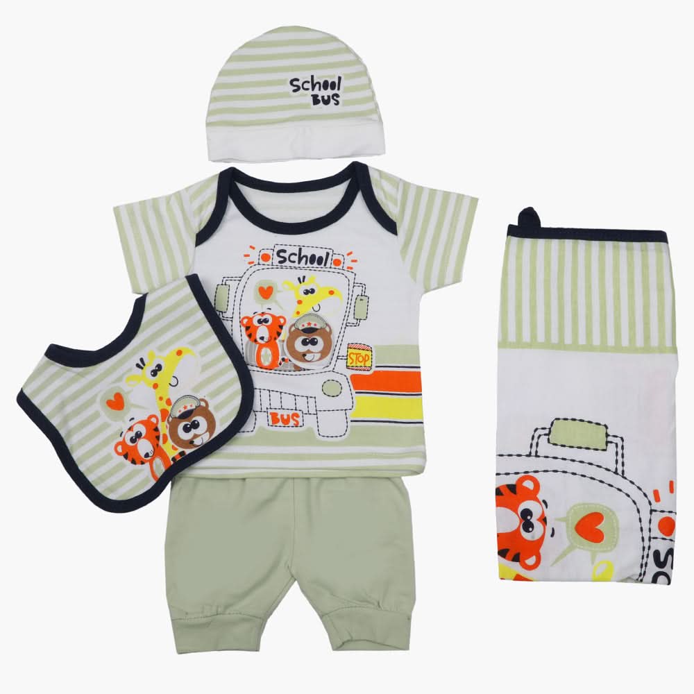 Newborn Boys Gift Set 05 Pcs  - Green, Newborn Gift Set, Chase Value, Chase Value