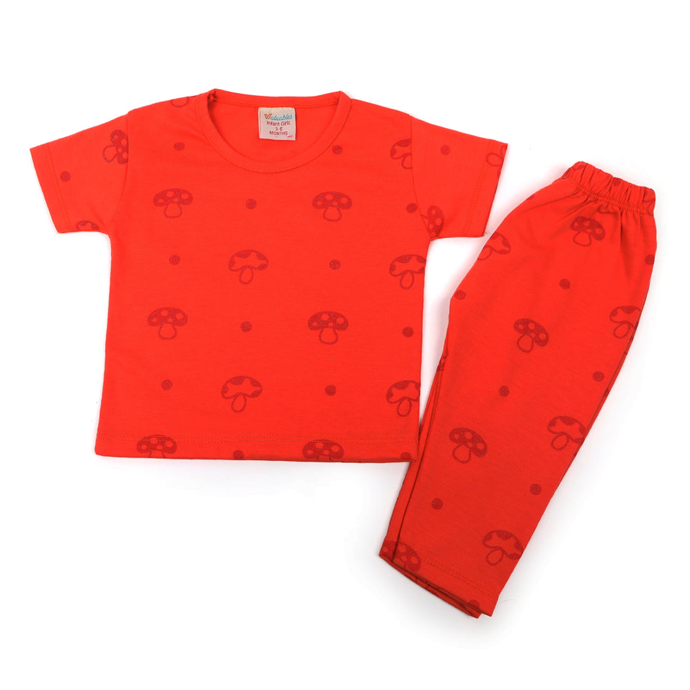 Newborn Girls Half Sleeves Night Suit - Peach, Newborn Girls Sets & Suits, Chase Value, Chase Value