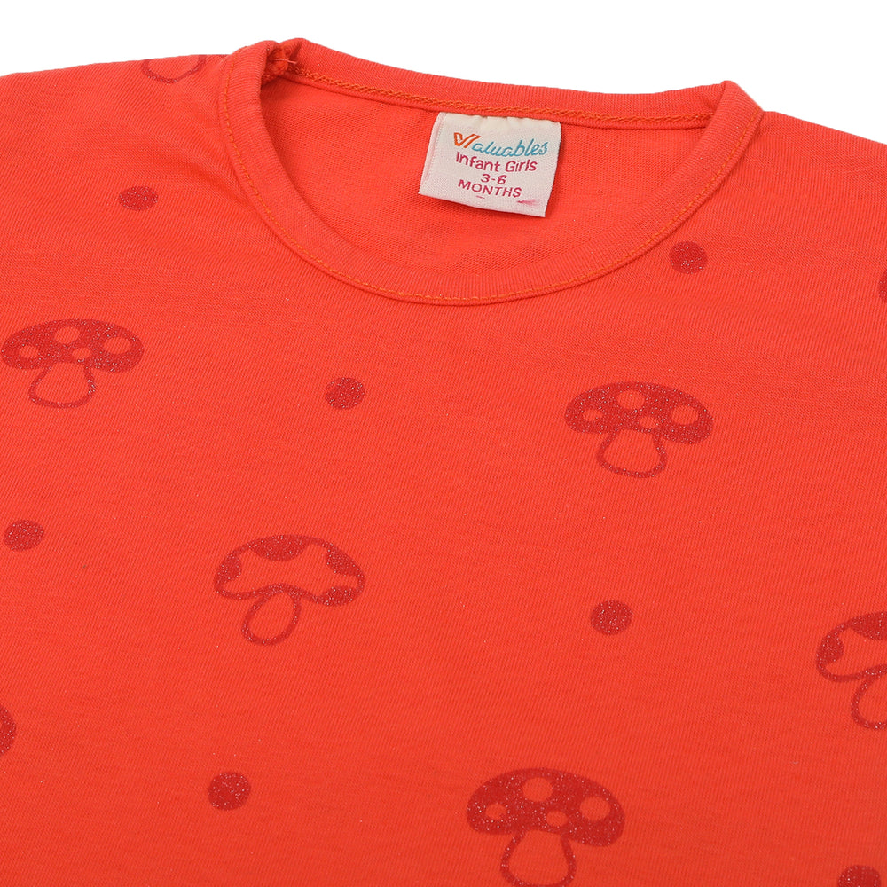 Newborn Girls Half Sleeves Night Suit - Peach, Newborn Girls Sets & Suits, Chase Value, Chase Value