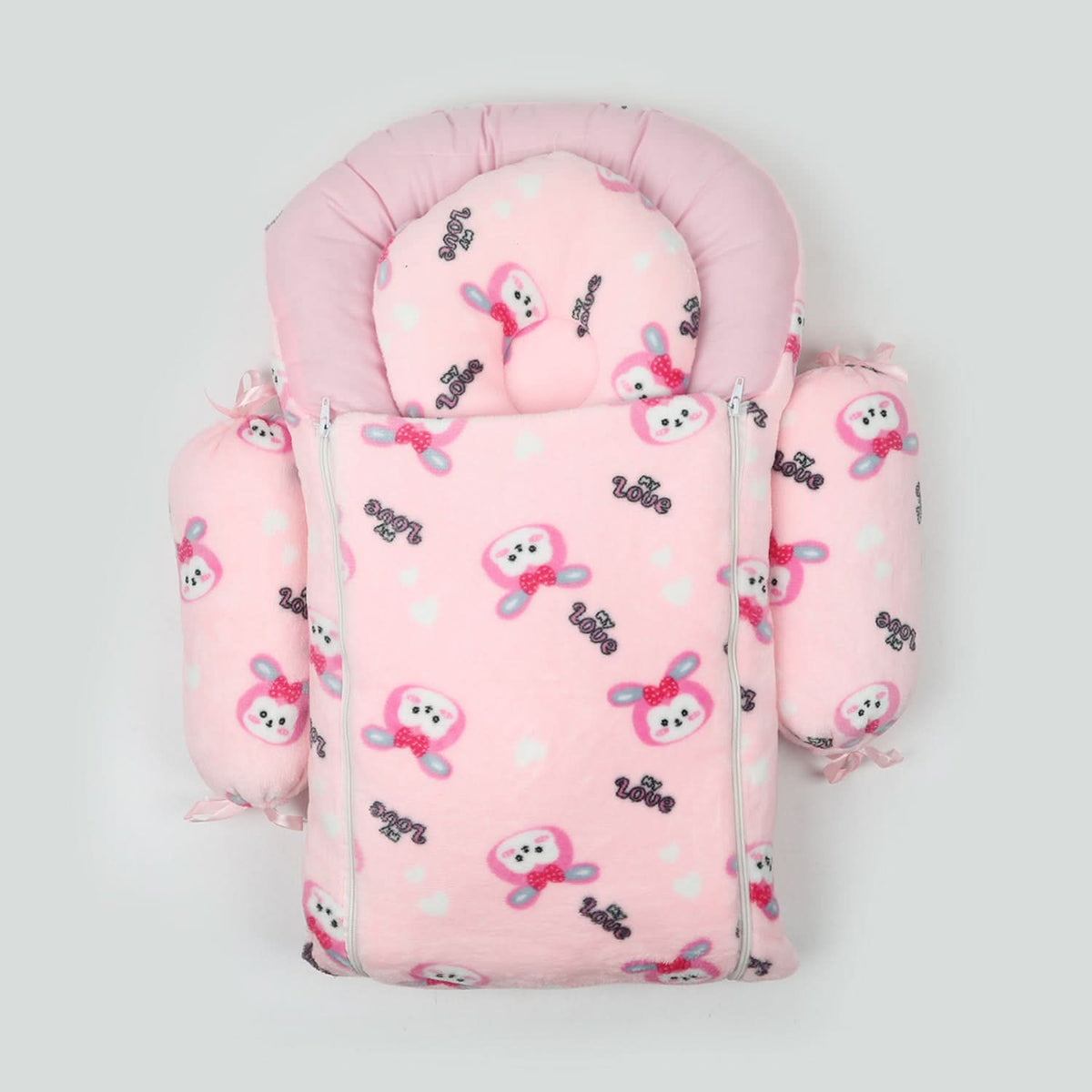 Baby Carry Nest Fancy 7pcs Set - Pink, Newborn Gift Set, Chase Value, Chase Value
