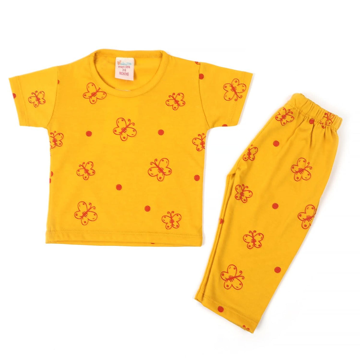 Newborn Girls Half Sleeves Night Suit - Yellow, Newborn Girls Sets & Suits, Chase Value, Chase Value