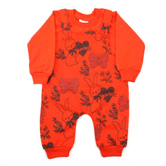 Newborn Girls Full Sleeves Romper - Orange