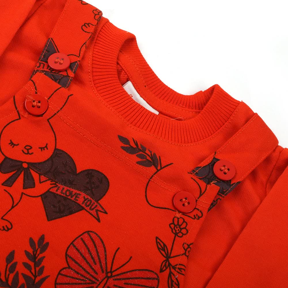 Newborn Girls Full Sleeves Romper - Orange, Newborn Girls Rompers, Chase Value, Chase Value