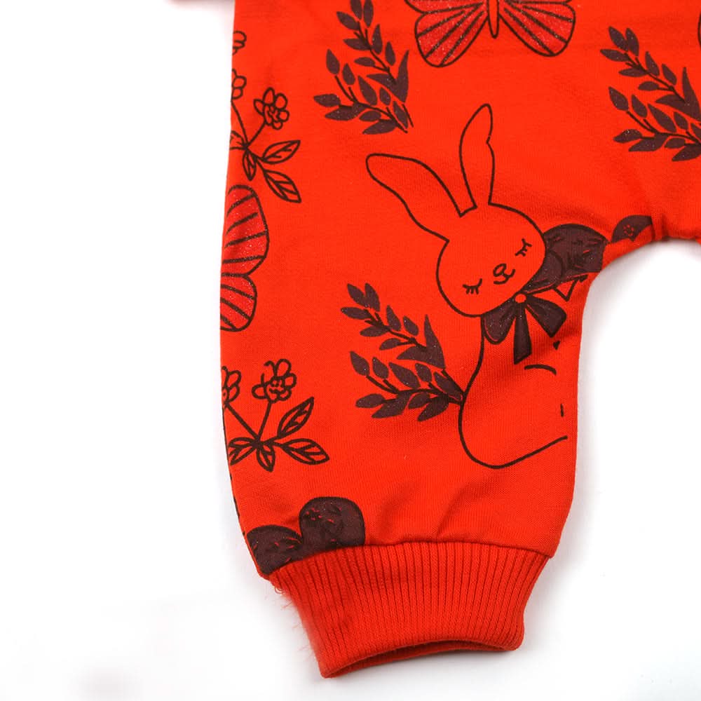 Newborn Girls Full Sleeves Romper - Orange, Newborn Girls Rompers, Chase Value, Chase Value