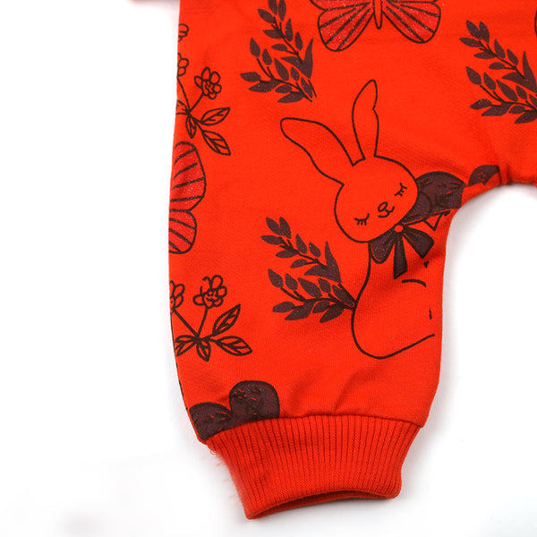 Newborn Girls Full Sleeves Romper - Orange