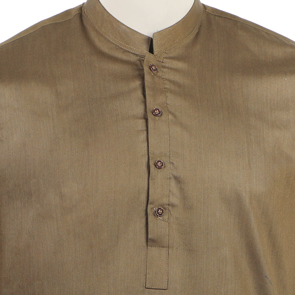 Men's Kurta Shalwar Suit - Olive Brown