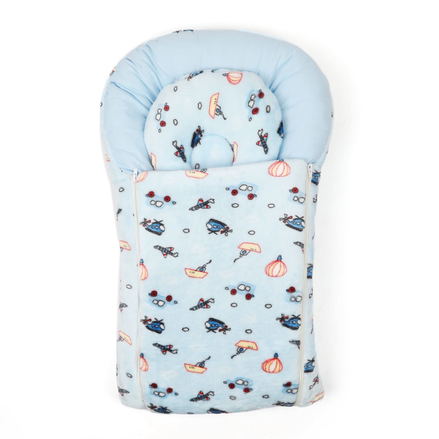 Baby Carry Nest Fancy 2pcs Set - Sky Blue, Kids Gift Set, Chase Value, Chase Value