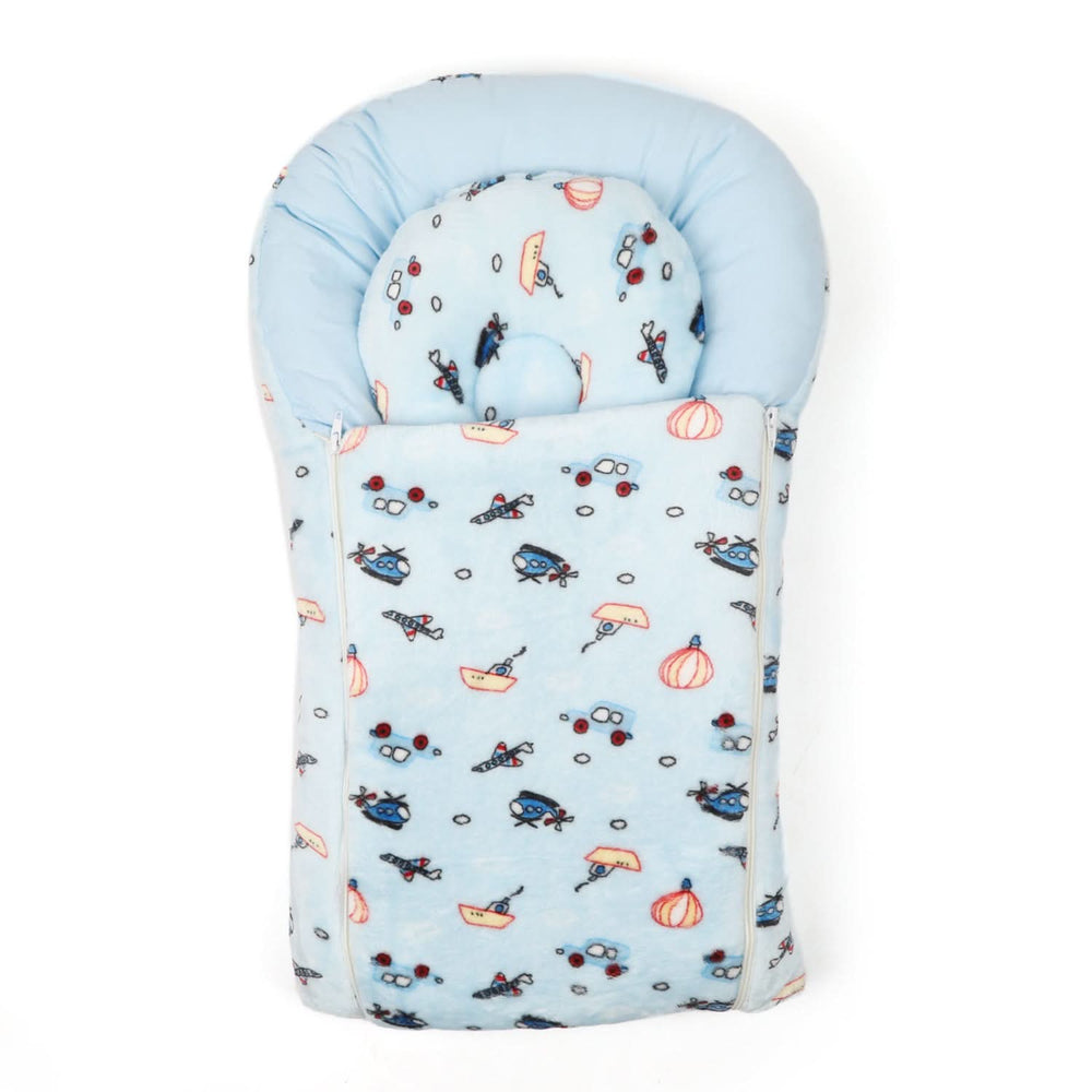 Baby Carry Nest Fancy 2pcs Set - Sky Blue, Kids Gift Set, Chase Value, Chase Value