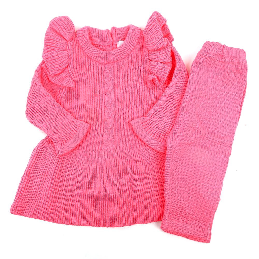 Newborn Girls Sweater Suit - Dark Pink, Newborn Girls Sets & Suits, Chase Value, Chase Value