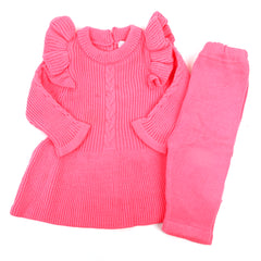 Newborn Girls Sweater Suit - Dark Pink