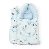 Baby Carry Nest Fancy 4pcs Set - Sky Blue, Kids Gift Set, Chase Value, Chase Value