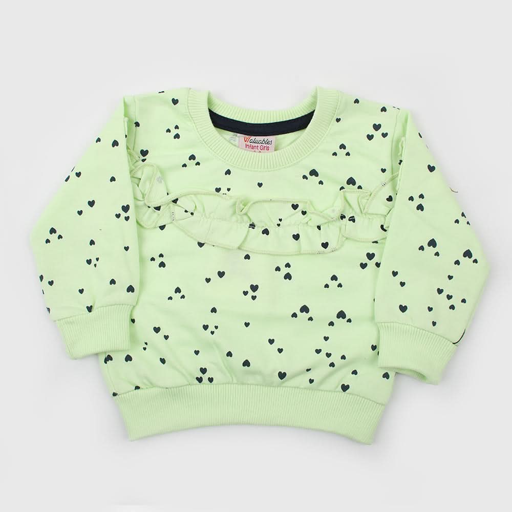 Newborn Girls Full Sleeves T-Shirt - Green, Newborn Girls T-Shirts, Chase Value, Chase Value