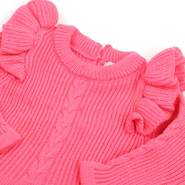 Newborn Girls Sweater Suit - Dark Pink