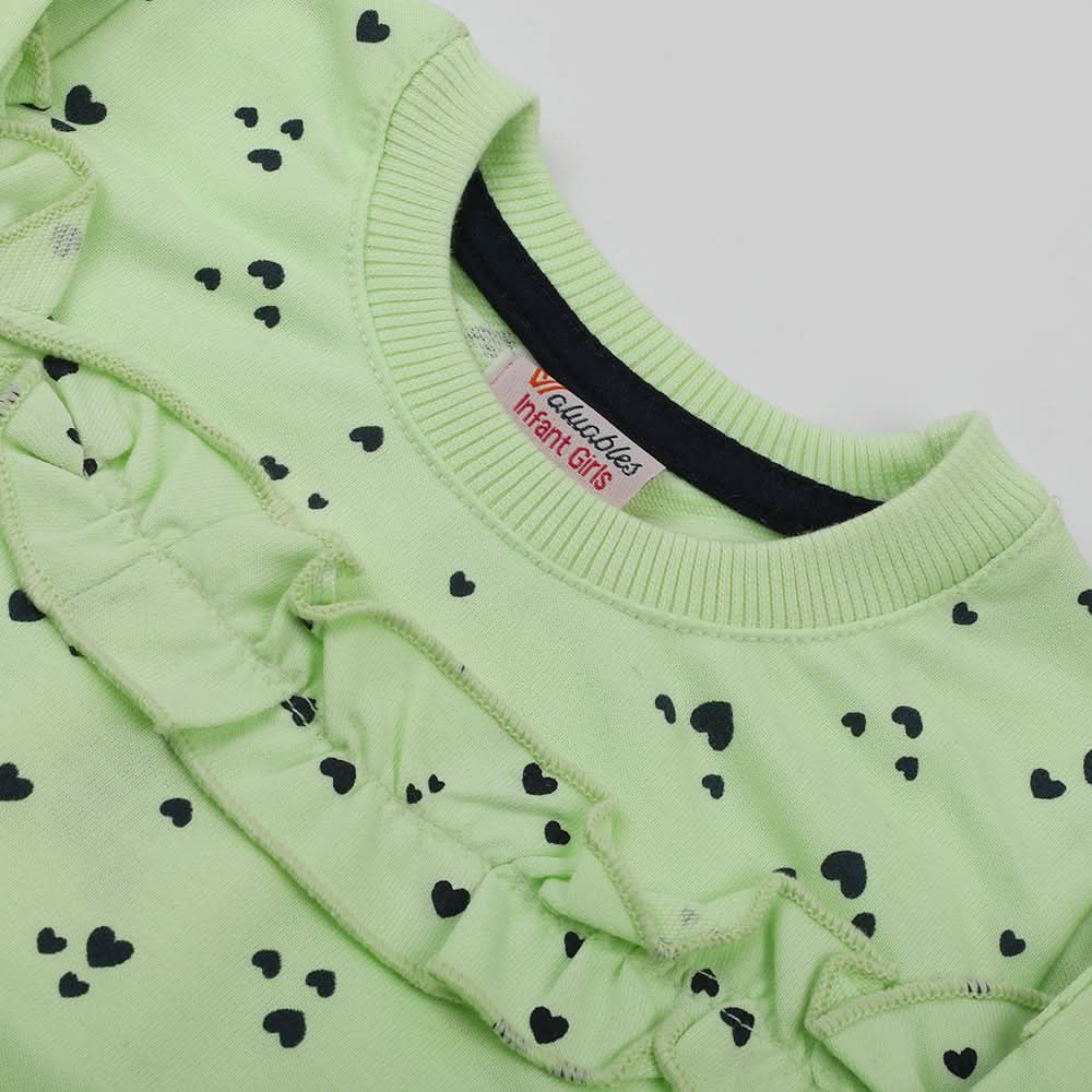 Newborn Girls Full Sleeves T-Shirt - Green, Newborn Girls T-Shirts, Chase Value, Chase Value