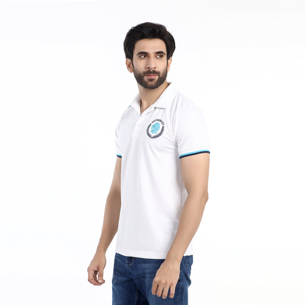 Men's Half Sleeves Polo T-Shirt - White, Men's T-Shirts & Polos, Chase Value, Chase Value