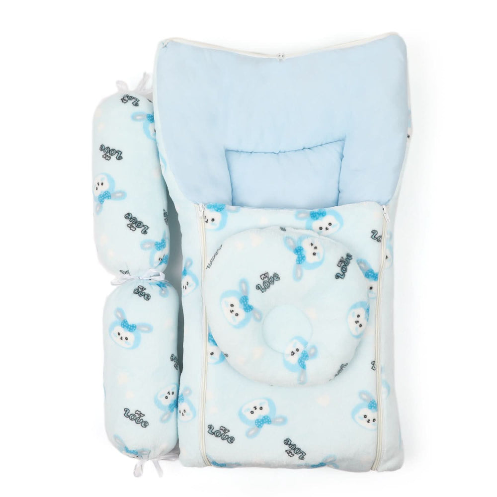 Baby Carry Nest Fancy 4pcs Set - Sky Blue, Kids Gift Set, Chase Value, Chase Value