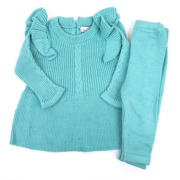 Newborn Girls Sweater Suit - Ice Blue