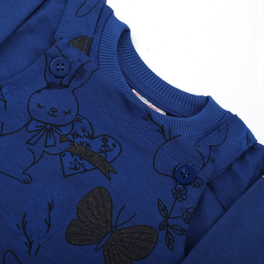 Newborn Girls Full Sleeves Romper - Royal Blue, Newborn Girls Rompers, Chase Value, Chase Value