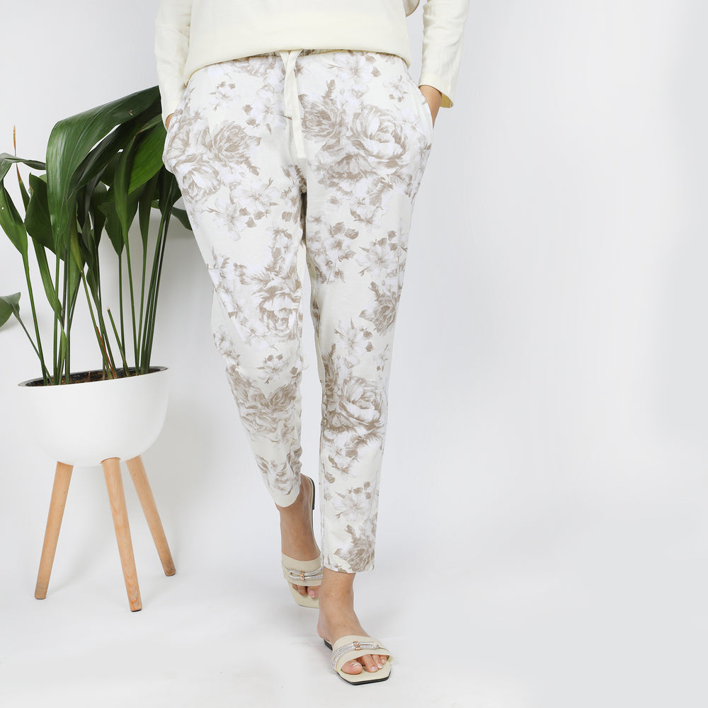 Women's Printed Trouser - Cream, Women Pants & Tights, Chase Value, Chase Value