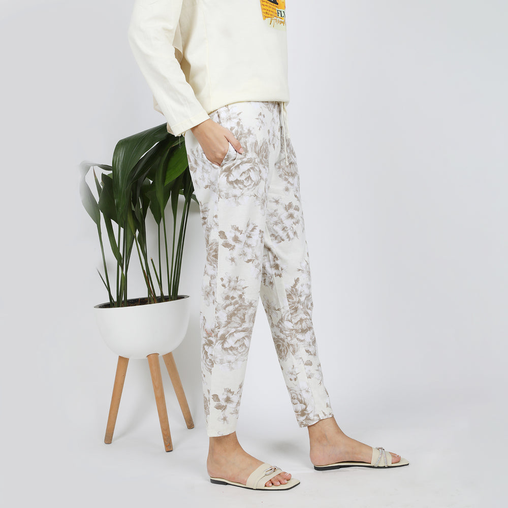 Women's Printed Trouser - Cream, Women Pants & Tights, Chase Value, Chase Value