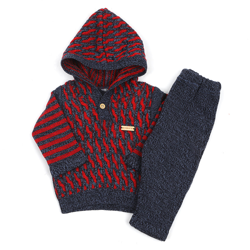 Newborn Boys Sweater Suit - Blue & Red