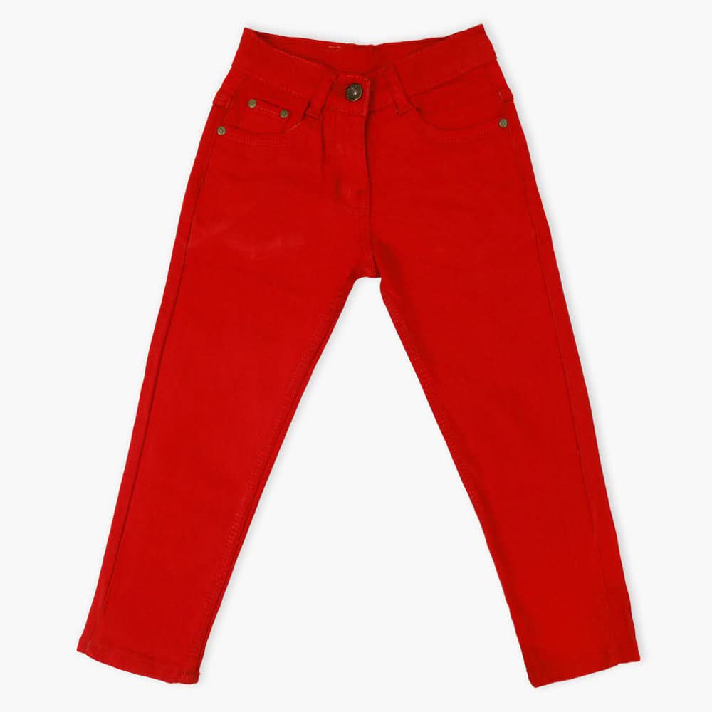 Girls Denim Pant - Red, Girls Pants & Capri, Chase Value, Chase Value