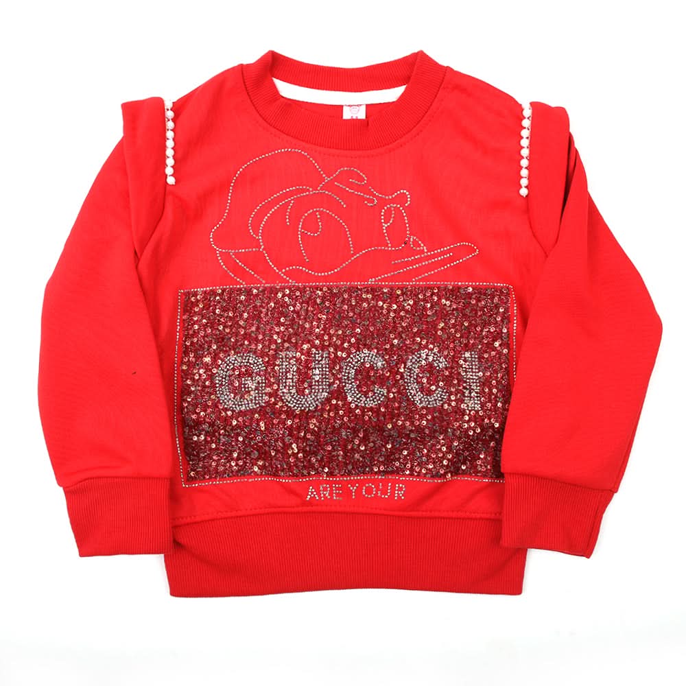 Girls Full Sleeves Sweatshirt - Red, Girls Hoodies & Sweat Shirts, Chase Value, Chase Value