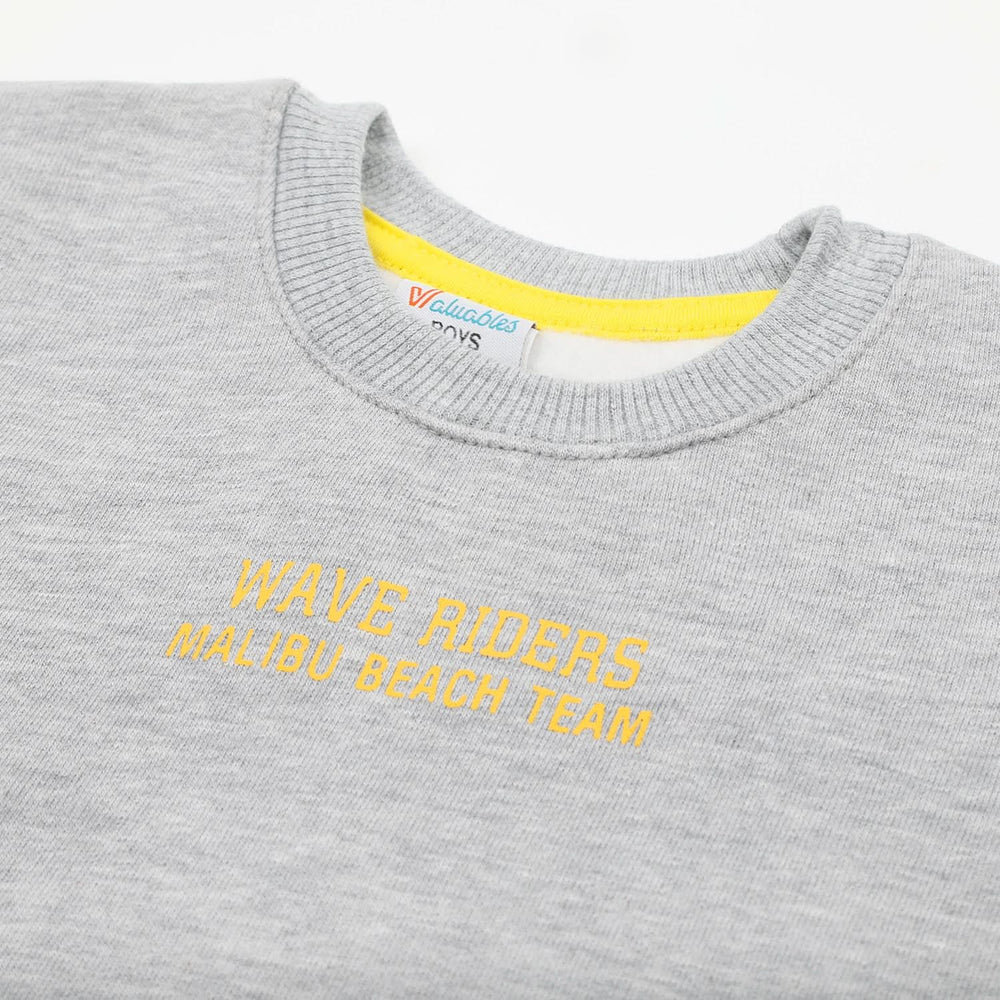 Boys Full Sleeves Round Neck T-Shirt - Light Grey, Boys Hoodies & Sweat Shirts, Chase Value, Chase Value