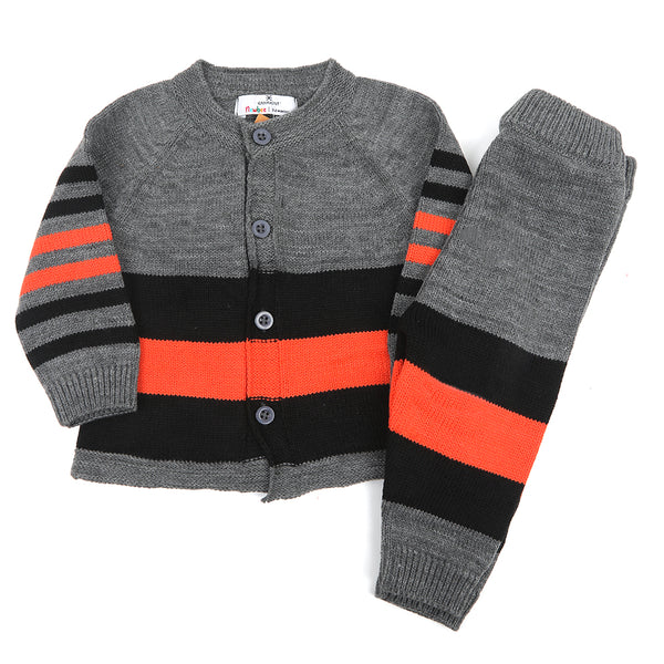 Newborn Boys Sweater Suit - Charcoal