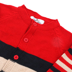 Newborn Boys Sweater Suit - Red & Navy Blue