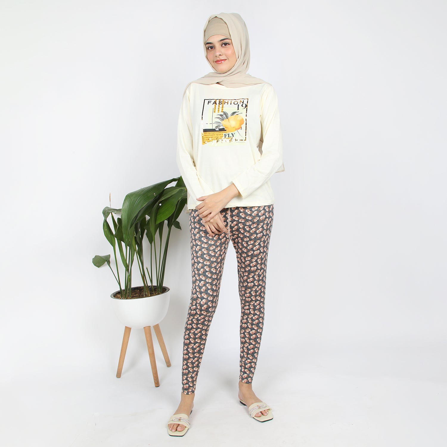 Women's Printed Tight - Grey, Women Pants & Tights, Chase Value, Chase Value